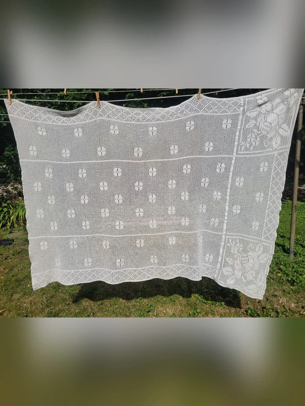 Vintage Crochet Table Cloth Runner Lot Doily Shabby Chic Ivory White Floral Set